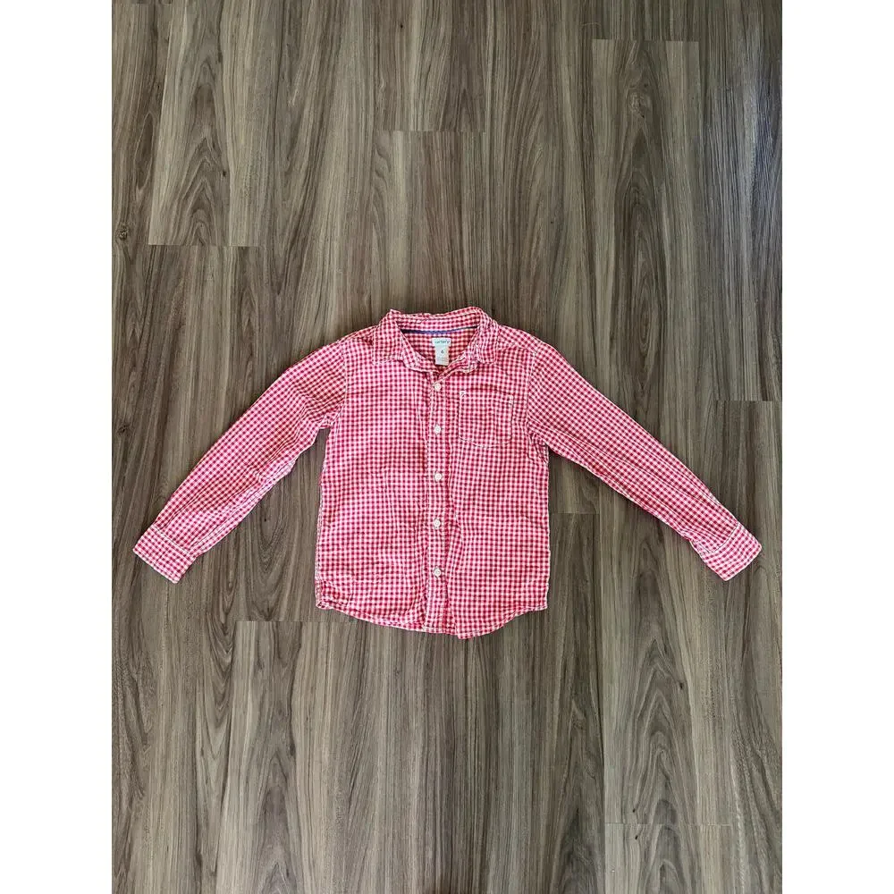 Carter’s Boys Size 6 Red Gingham Check Long Sleeve Button Down Shirt